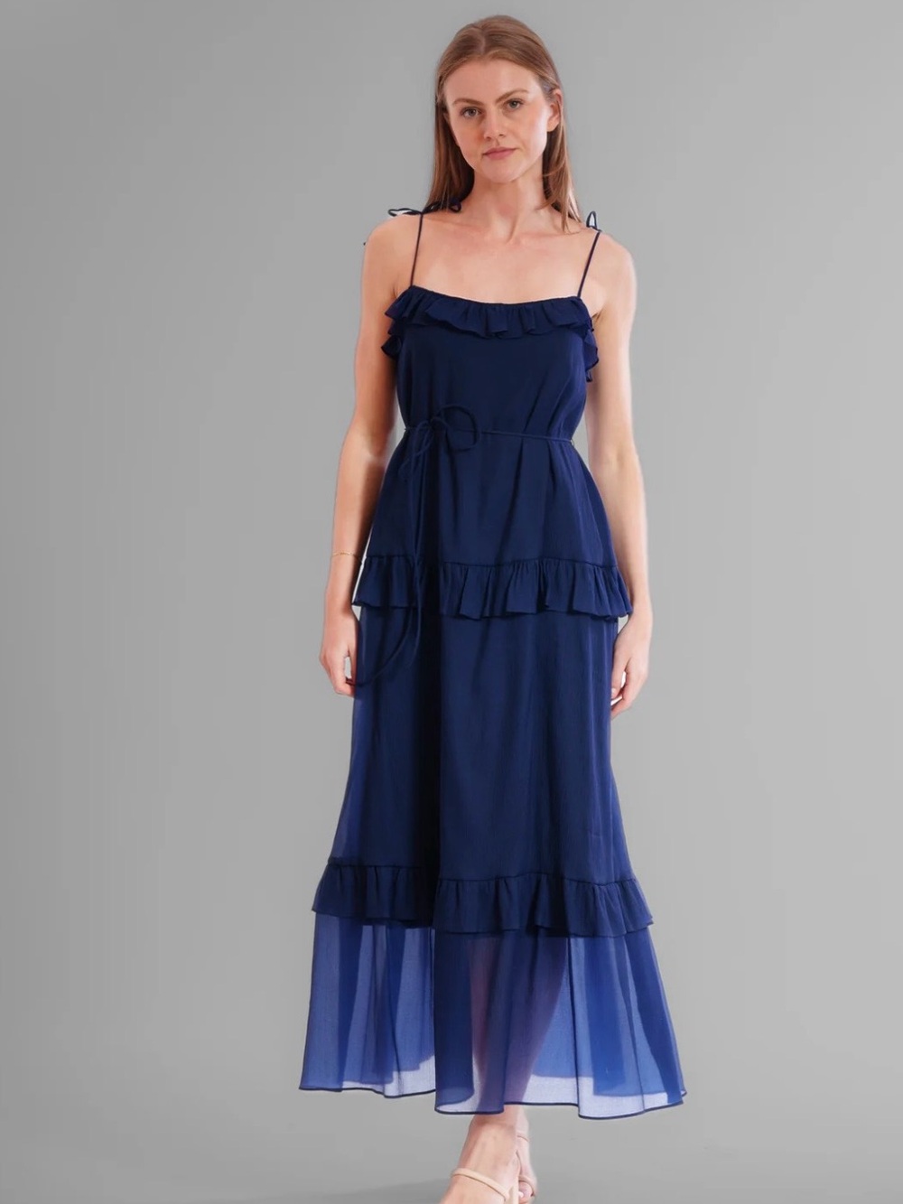 julia jordan Navy Ruffle Tiered Maxi Dress